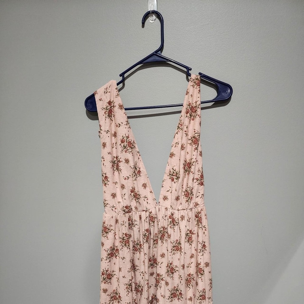 House of Harlow 1960 pink floral dress with brown flowers, size L